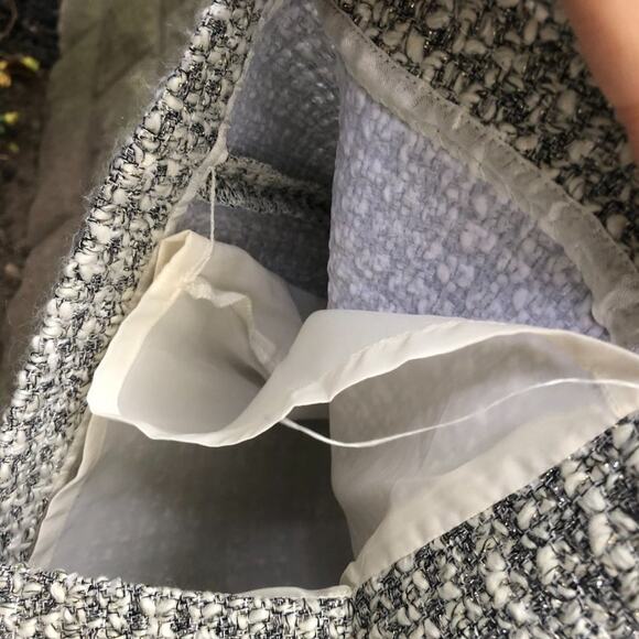 J. Crew Metallic Tweed Fringe Sheath Grey Velvet Banded Waist Knee Length 6 - Picture 8 of 12